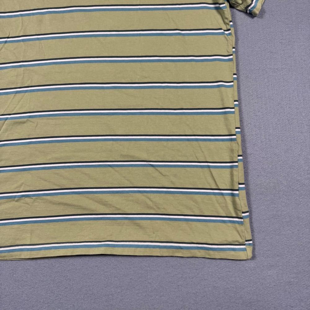 Nike Mens Striped T-Shirt Sage Green Blue White Embroidered Logo Size Large - Picture 11 of 11